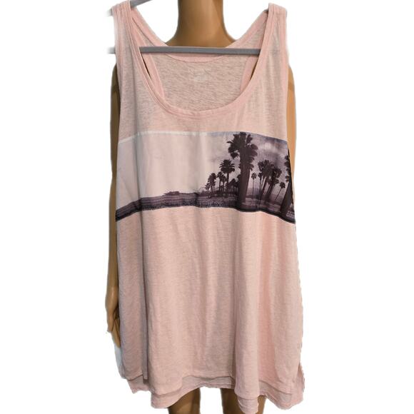 Lane Bryant Pink Tank Top With Palm Tree Print 26 28 NWOT - Picture 1 of 4